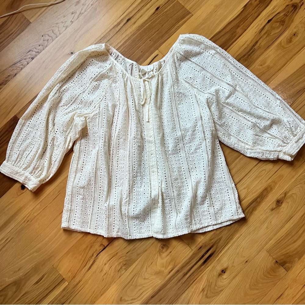 Joie White Eyelet Blouse